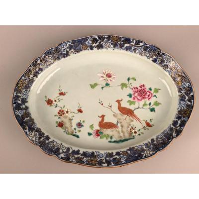 CHINE.Grand Plat Ovale en Porcelaine époque XVIIIème Siècle