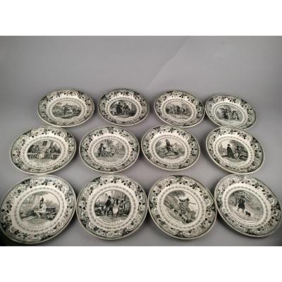 Creil & Montereau, Louis Lebeuf: 12 Plates
