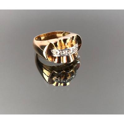 Tank Ring In Gold And Diamonds 1940-1950