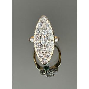 Marquise Ring In Yellow Gold And Diamonds