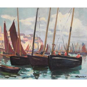 Jean Texcier (1888-1957) Boats In Douarnenez