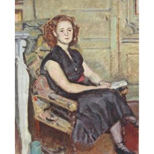 Bertrand Py (1895-1973) Portrait Of A Woman With A Book (circa 1940)
