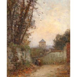 Jean Massé (1856-1950) Rue De l'Eglise In Luzancy