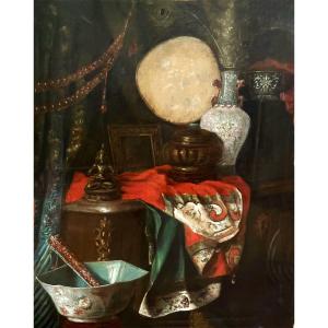Flemish School Of The 19th Century Composition With Chinese Objects,  