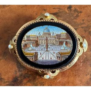 Oval Micro Mosaic Brooch 