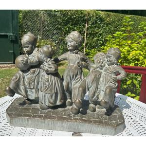 Capaldo, "circa 1900" "the Children's Round" Or The Little Dutch Terracotta 