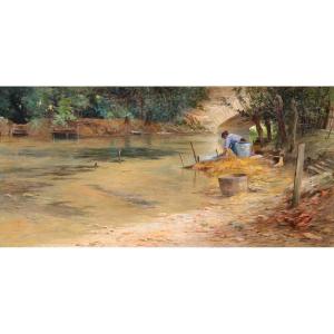 Armand Guéry (1853-1912) Washerwoman On The Suippe, 1906 