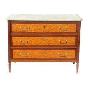Louis XVI Period Chest Of Drawers In Mahogany And Lemon Wood