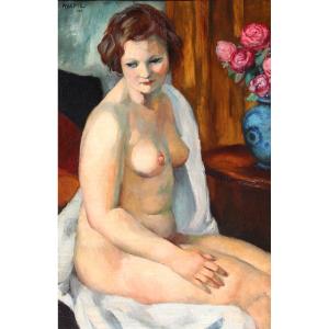 Charles Kvapil (1884-1957) Seated Nude With White Drapery (1926)