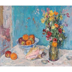 Massimo Quaglino (1899-1982) Natura Morta Fondo Bleu