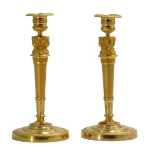 Pair Of Empire Period Candlesticks Attributed To Claude Galle