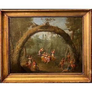 18th Century French School "l'escarpolette" Hst