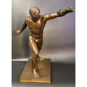 Borghese Gladiator - Bronze Sculpture From The Grand Tour (19th Century) H48