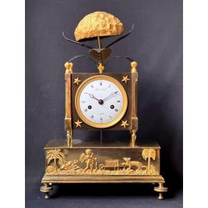 Empire Period Gilt Bronze Clock, Known As The Hydrangea Clock