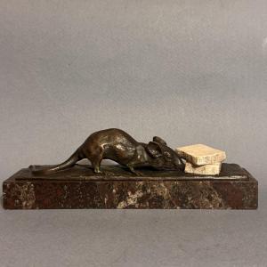 Bronze Sculpture "sugar Mouse" By M. Prost