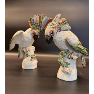 Pair Of Nymphenburg Porcelain Cockatoos By Joseph Wackerle