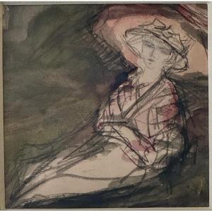 Drawing - Portrait Of A Woman By Pierre Laprade - Gouache