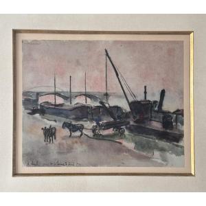 Maurice Asselin - Watercolor - View Of Paris