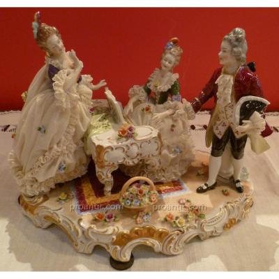 Group Porcelain Polychrome German Nineteenth