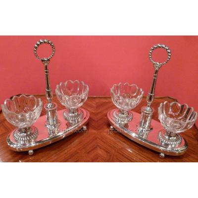 Pair Of Salt And Crystal Silver Nineteenth