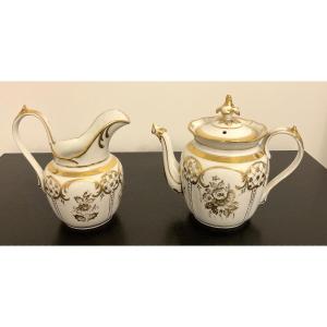 Teapot And Milk Jug, Paris Porcelain, 19th Century