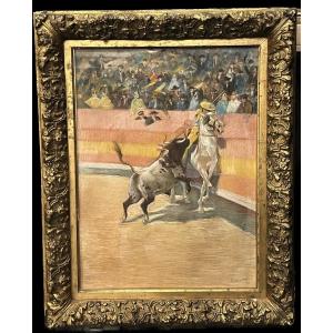 Garate - Spanish School - Corrida, Bull And Picador, Circa 1900