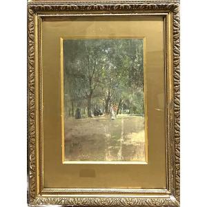 Giuseppe Casciaro (1863-1941) - Elegante In The Garden, 1889