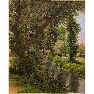 Impressionist School - A La Balançoire, Circa 1880. Monogrammed Hm