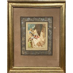 William Henry Hunt (1790-1864) - Troubadour Scene - English School