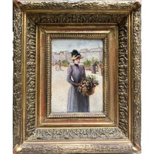 French School Of The End Of The 19th Century - Paris, Elegante Bouquetière