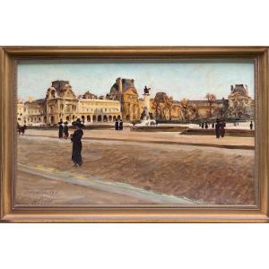 Henri Pontoy (1888-1968) - Paris, The Louvre, Place Du Caroussel, 1911