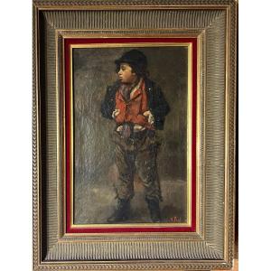 M- Prat - 19th Century French School - Portrait Of Gavroche, Circa 1880