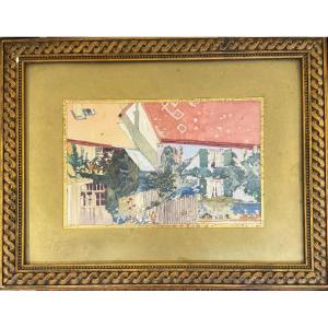 Schatzmann (xix-xx) - Swiss School - Facade Of A Flowered House, Circa 1900