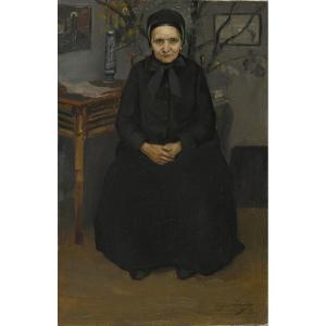 Eugène Lagare (1872 – 1929) Portrait Of The Artist's Mother In The Studio, 1895