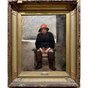 Philippe Parrot (1831-1894) - Normandy, Fisherman In Arromanches, 1880