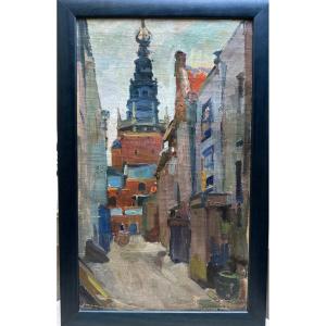 Isidore Opsomer (1878-1967) - Leiden, The Town Hall Tower, 1918