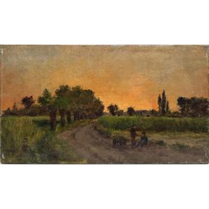 Arthur Perdreau (19th-20th Centuries) - Children's Games In The Countryside, Circa 1900