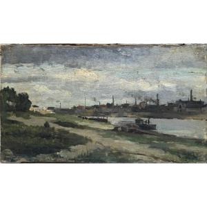 Octave Gallian (1855-1918) - Industrial Landscape, Circa 1890