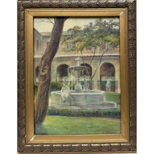 Jean Victor Foussier (1886-1950) - At The Beaux Arts In Paris, The Murier Courtyard, 1908