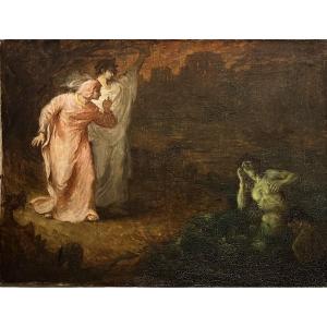 French School Circa 1900 - Dante And Virgil In Hell - Signed