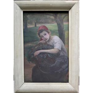 Michel Korochansky (1866-1925) - Young Woman With A Red Scarf, Circa 1900