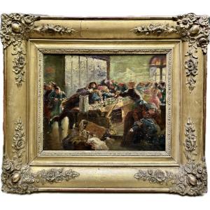 Late 19th Century French School - Lively Parisian Bistro, Circa 1890