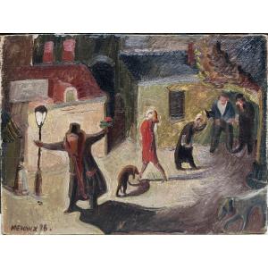 Axel Hennix (1905-1988) - Swedish School - Night Encounters In Stockholm, 1928