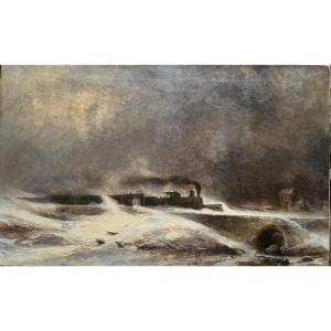 Josef Carl Berthold Püttner (1821-1881) - Locomotive Speeding Through The Snow In Winter, 1873