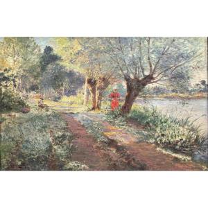 French Impressionist School - Riverside, Circa 1900