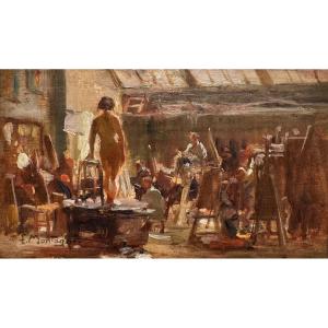 Louis Agricol Montagné (1879-1960) - At The Cormon Workshop, Circa 1895