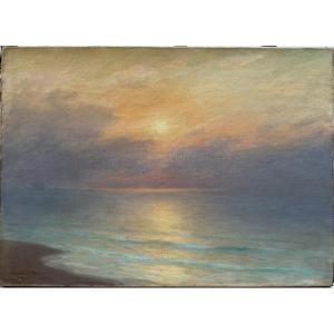 Johannes Martin Grimelund (1842-1917) - Sunset Over The Sea, 1912