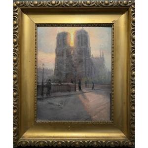 Foucaud (19th-20th Centuries) - The Lights Of Notre Dame De Paris, 1907