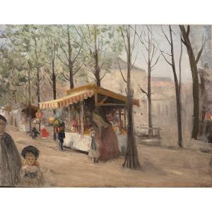 French Impressionist School - Children In The Luxembourg Gardens, Circa 1900