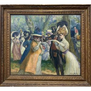 Georges Redon (1869-1943) - Elegant Women At The Longchamp Racecourse, 1907